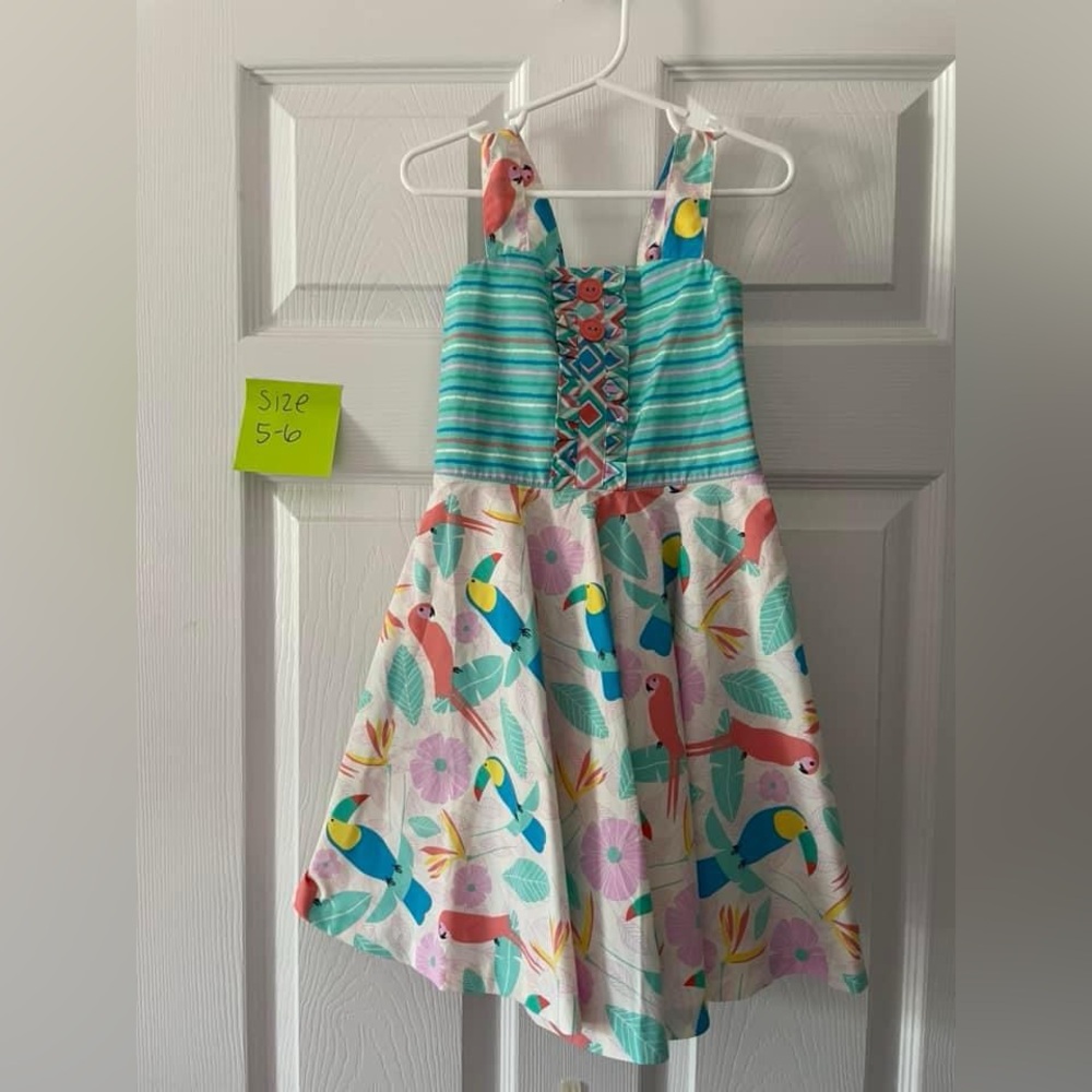Eleanor Rose Clothing Toucan Dress & Matching Bow - New! size 5-6